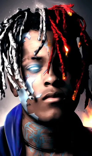 A Man With Dreadlocks And A Fire On His Face Wallpaper