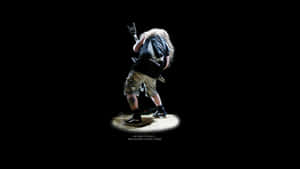 A Man With Long Hair Is Standing On A Black Background Wallpaper