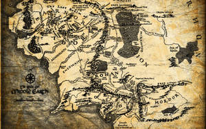 A Map Of Middle-earth Where The Lord Of The Rings Takes Place Wallpaper