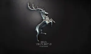 A Metal Deer With Horns On It Is On A Black Background Wallpaper