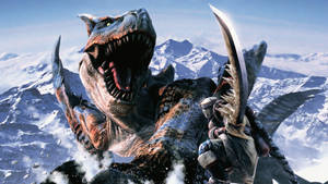 A Mighty Foe Awaits In The Snow-covered Mountains: The Tigrex. Wallpaper