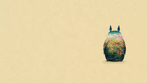 A Minimalist Scene Inspired By Studio Ghibli's Totoro Wallpaper