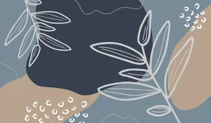 A Modern Abstract Pattern With Leaves And Flowers Wallpaper