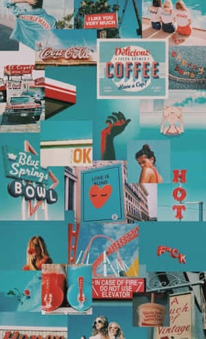 A Mosaic Of Blue Compositions In An Artistic Collage. Wallpaper