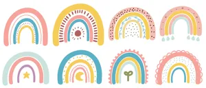 A Multicolored Rainbow In A Bright, Pastel Sky Wallpaper