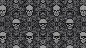A Mysterious Skull Pattern Set Against A Deep Blue Background. Wallpaper