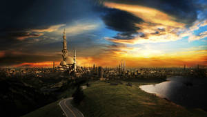 A Mystical Mosque Cityscape In Mesmerizing 1080p Quality Wallpaper