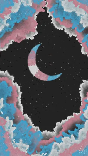 A Painting Of A Crescent In The Sky Wallpaper