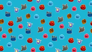 A Pattern Of Colorful Eggs And Cats Wallpaper
