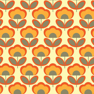 A Pattern Of Orange And Grey Flowers Wallpaper
