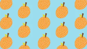A Pattern Of Orange Fruit On A Blue Background Wallpaper