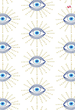 A Pattern With Blue Eyes And Stars Wallpaper