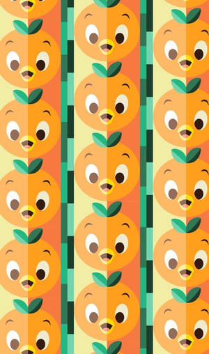 A Pattern With Orange Faces And Eyes Wallpaper