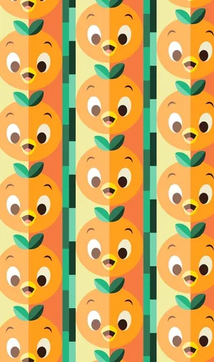 A Pattern With Orange Faces And Eyes Wallpaper