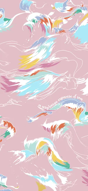 A Pink And Blue Wave Pattern Wallpaper