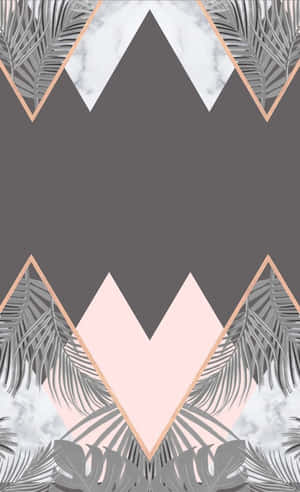 A Pink And Gray Marble Background With Palm Leaves Wallpaper