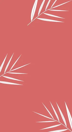 A Pink Background With White Palm Leaves Wallpaper