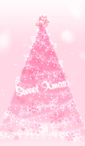 A Pink Christmas Tree With The Words Sweet Xmas Wallpaper