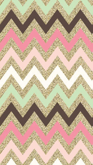 A Pink, Green And Brown Chevron Wallpaper Wallpaper