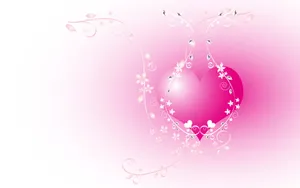 A Pink Heart With Floral Designs On It Wallpaper