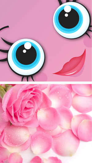 A Pink Rose With A Big Eye And A Pink Flower Wallpaper