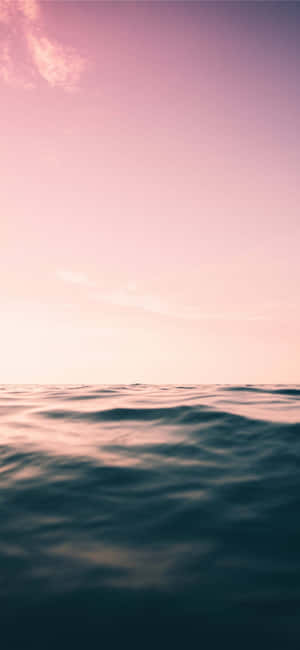 A Pink Sky Over The Ocean Wallpaper