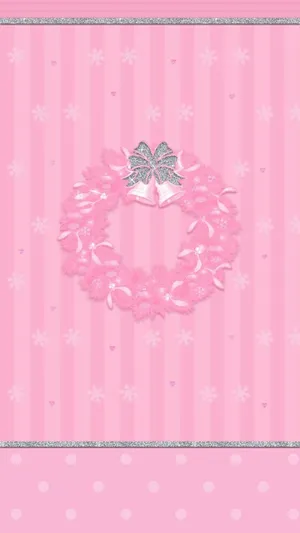 A Pink Wreath On A Striped Background Wallpaper