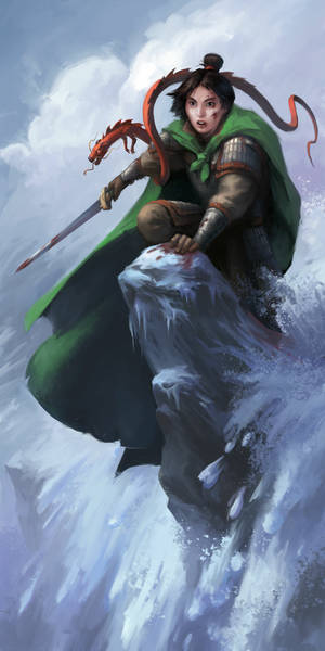 A Powerful Portrait Of Mulan In Full Battle Armor Wallpaper