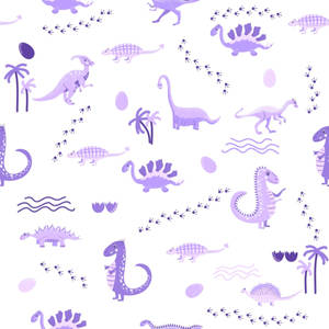 A Purple Dinosaur Pattern With Palm Trees And Palm Trees Wallpaper
