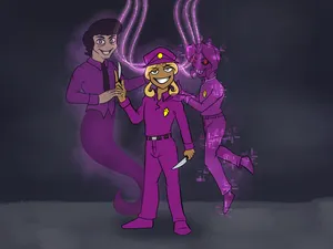 A Purple Man And A Purple Woman Holding A Sword Wallpaper