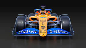 A Racing Car With A Blue And Orange Color Wallpaper