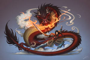 A Realistic Artistic Rendering Of Mulan And Her Famed Guardian Mushu Wallpaper