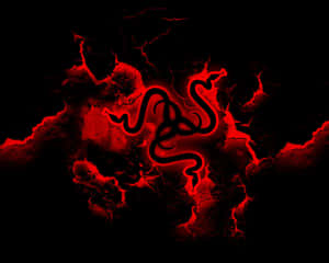 A Red And Black Dragon Logo On A Black Background Wallpaper