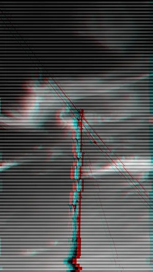 A Red And Blue 3d Image Of A Telephone Pole Wallpaper