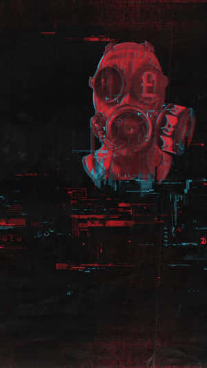 A Red And Blue Painting Of A Gas Mask Wallpaper