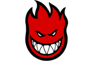 A Red Fire Logo With A Black Mouth Wallpaper