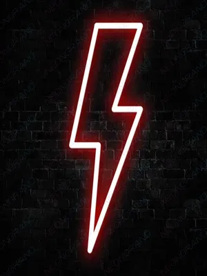 A Red Neon Lightning Bolt Sign On A Brick Wall Wallpaper