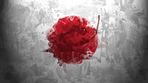 A Red Rose Is Painted On A Wall Wallpaper