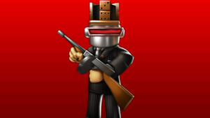 A Roblox Robot Shooting A Gun Wallpaper