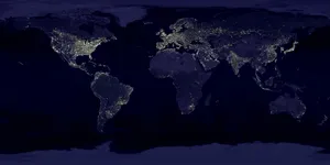 A Satellite Image Of The World At Night Wallpaper