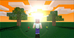 A Serene Minecraft Sunset Wallpaper