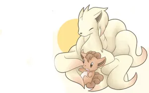 A Simple Drawing Of Ninetales And Vulpix Wallpaper