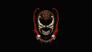 A Skull With Red Eyes And A Chain Around His Neck Wallpaper