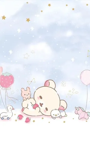 A Soft And Beautiful Pastel World Of Cute Kawaii Characters Wallpaper