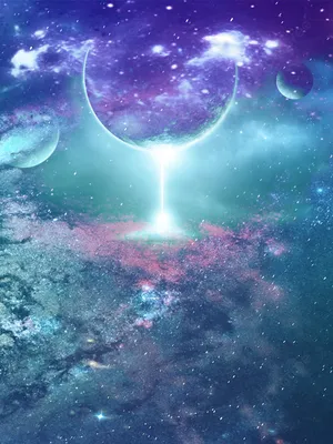 A Space With A Moon And Planets Wallpaper