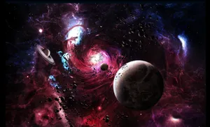 A Space With Stars And Planets Wallpaper