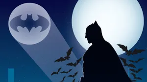 A Spectacular Bat Signal Lighting Up The Night Sky Wallpaper
