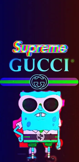 A Spongebob Squarepants Character With Sunglasses And A Gucci Logo Wallpaper