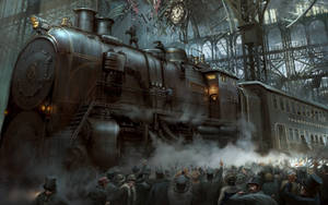 A Steampunk-inspired Train Powered By Steam Wallpaper