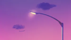 A Street Light With Clouds And A Purple Sky Wallpaper